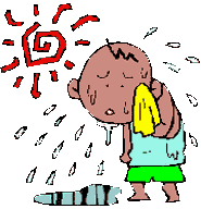 Sweating child clipart