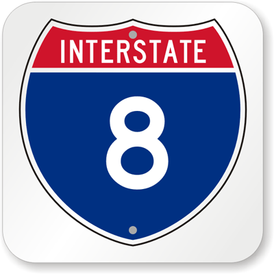Interstate 8 Sign - Highway Route Sign Souvenirs, SKU: K-