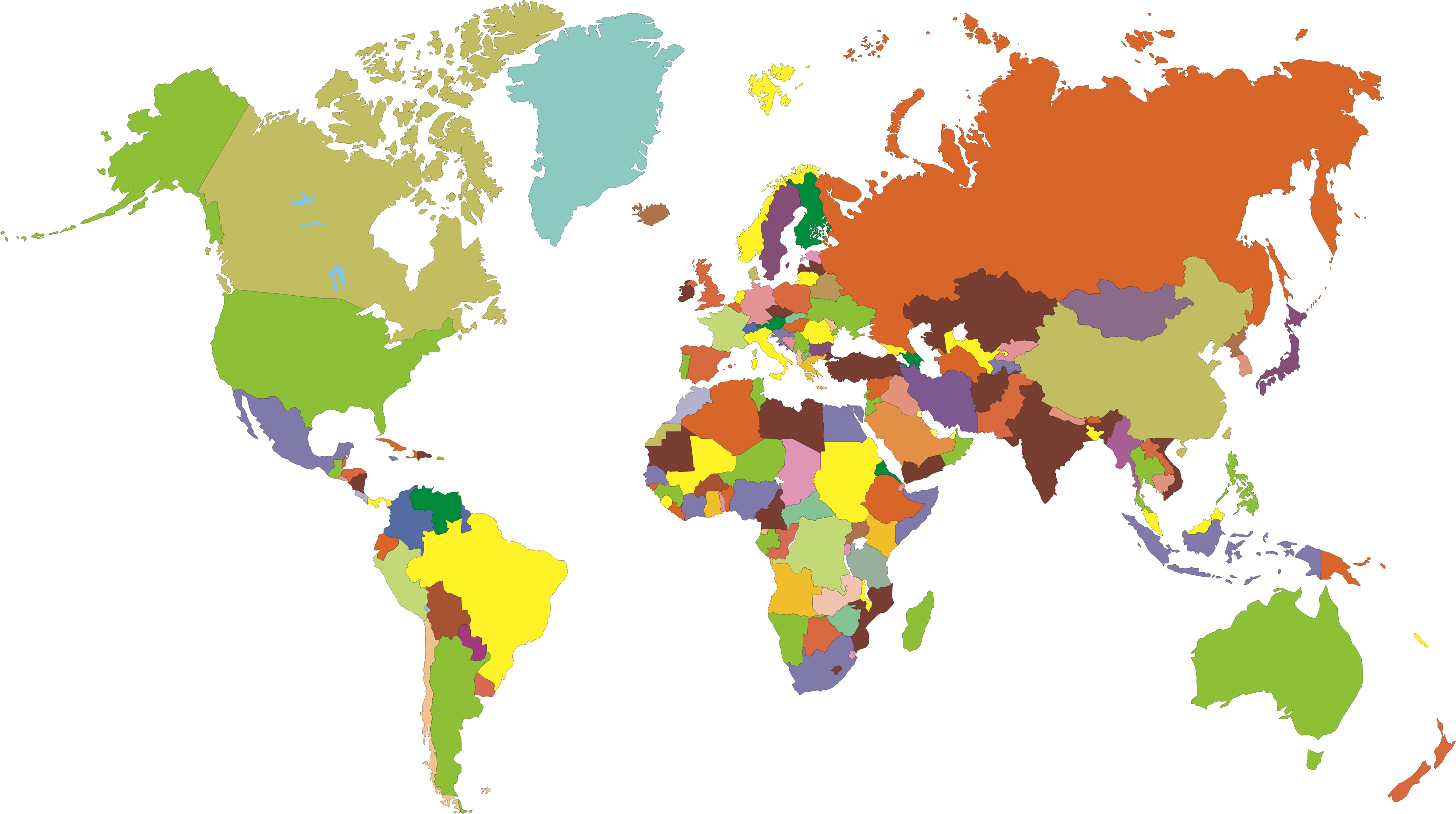 Colored World Map Clipart Best