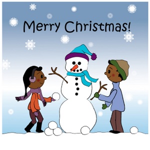 Holiday Clipart Image - Black children, a boy and girl, building a ...