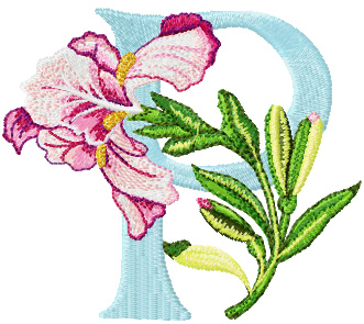 Iris letter P free machine embroidery design