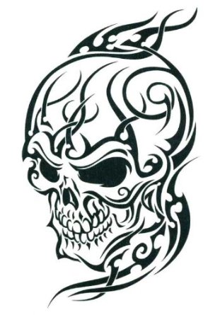 Black Tribal Skull Temporary Body Art Tattoos 2.5" x ...