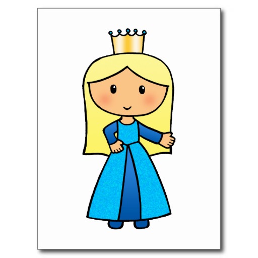 Cartoon Clip Art Cute Blond Princess in Blue Dress Post Card from ...