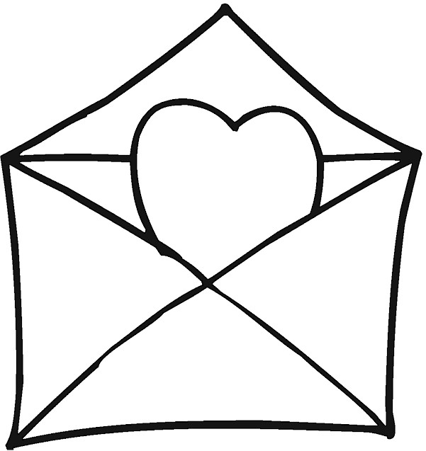 heart in envelope Colouring Pages