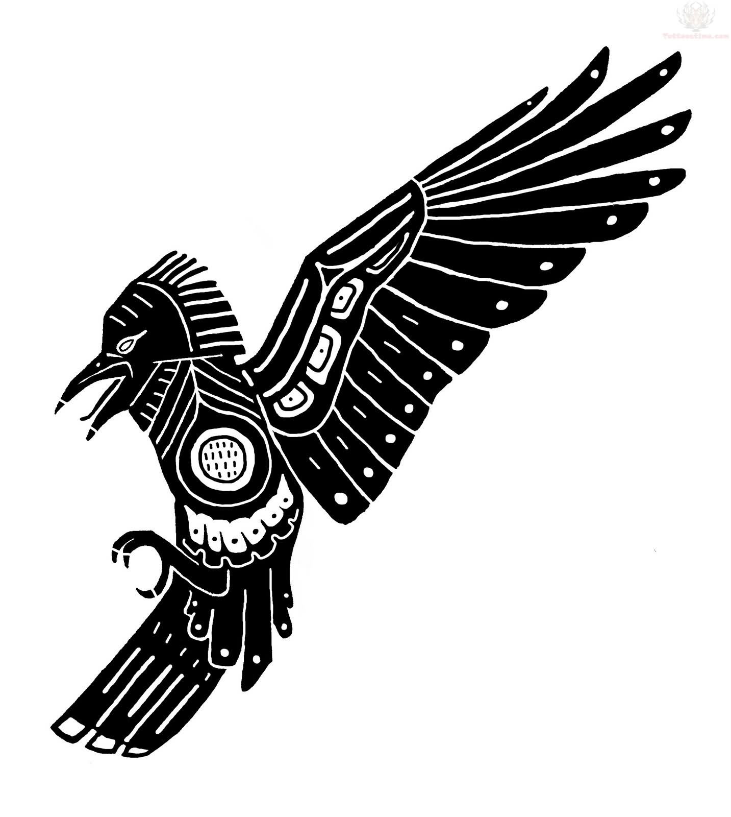 Aztec And Celtic Crow Tattoo Design