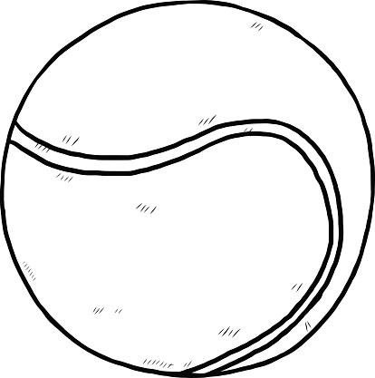 Drawing Of A Black And White Tennis Ball Clip Art, Vector Images ...