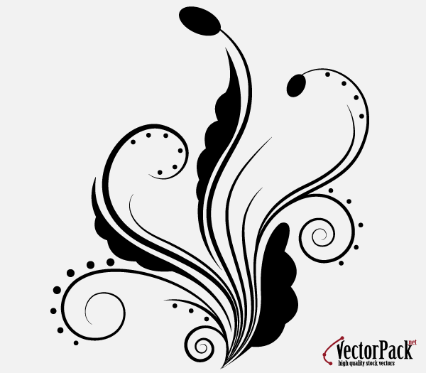Floral Ornament with Swirls Elements Vector | Download Free Vector ...