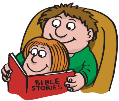 Kids reading the bible clipart