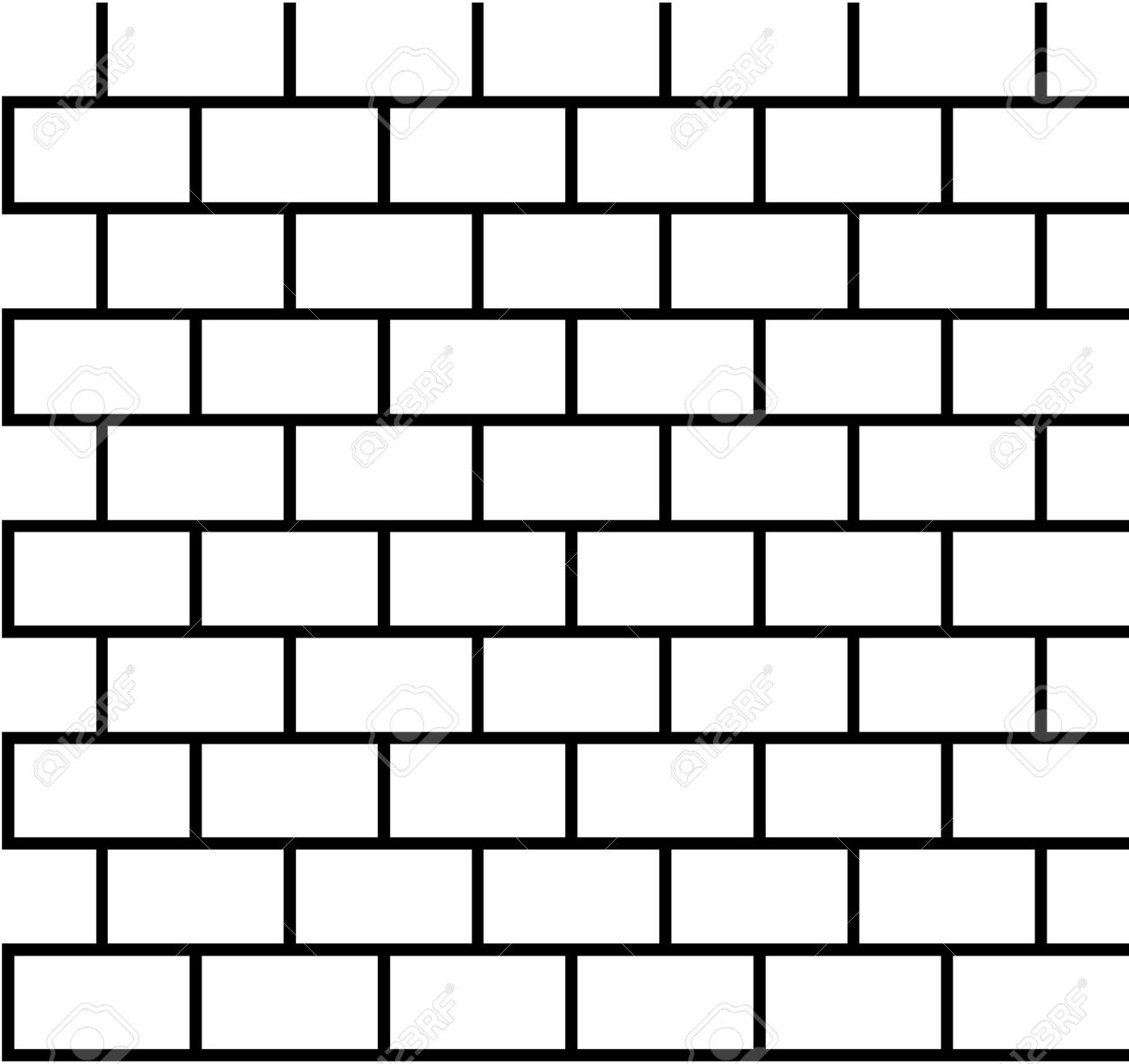 Brick wall black and white clipart