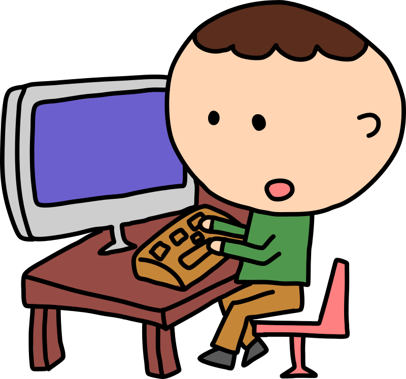 Clipart of children watching a computer