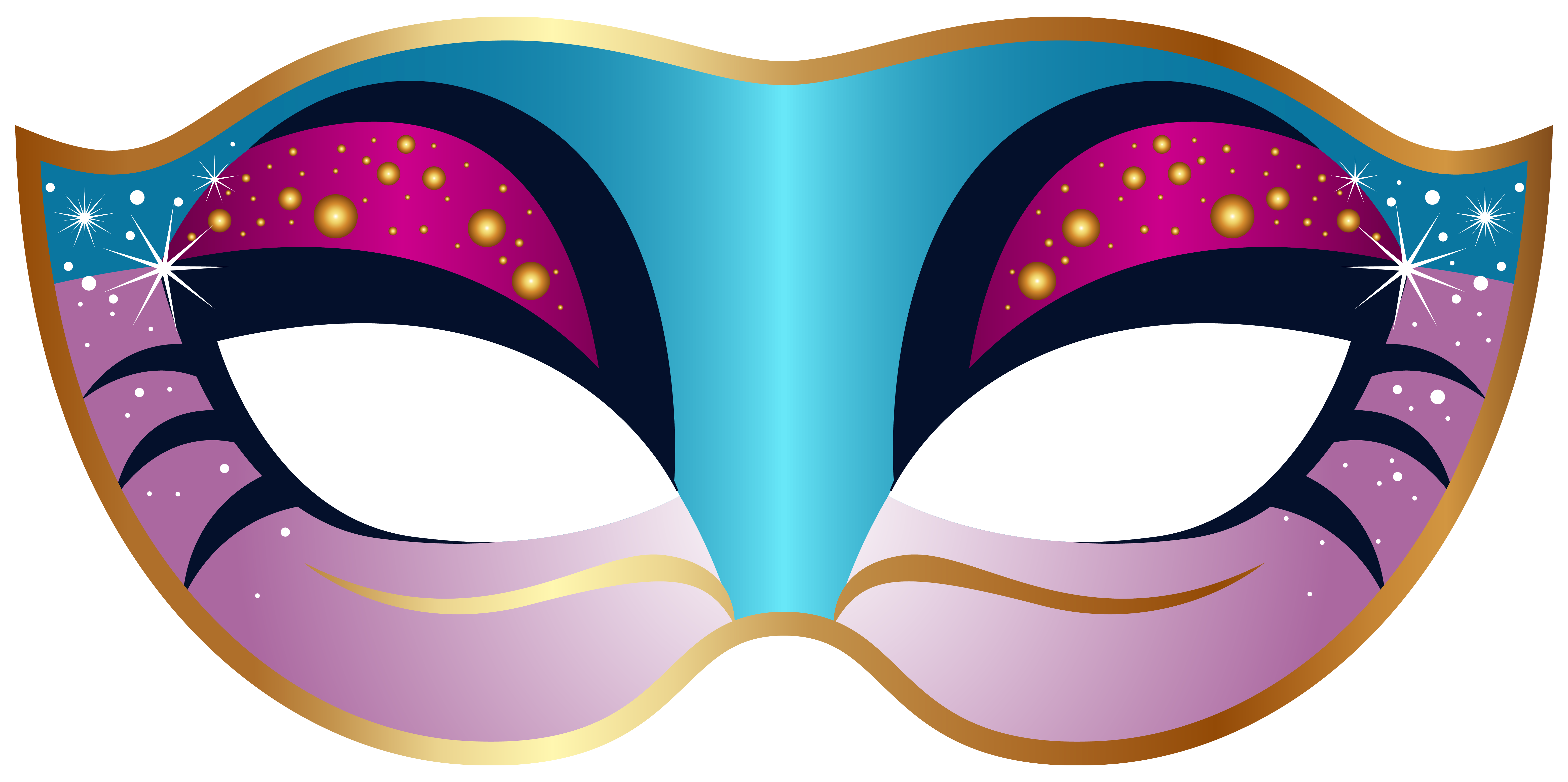 Blue and Pink Carnival Mask PNG Clip Art Image