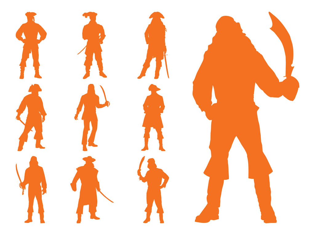 Pirate Silhouettes Set Vector Art & Graphics | freevector.com