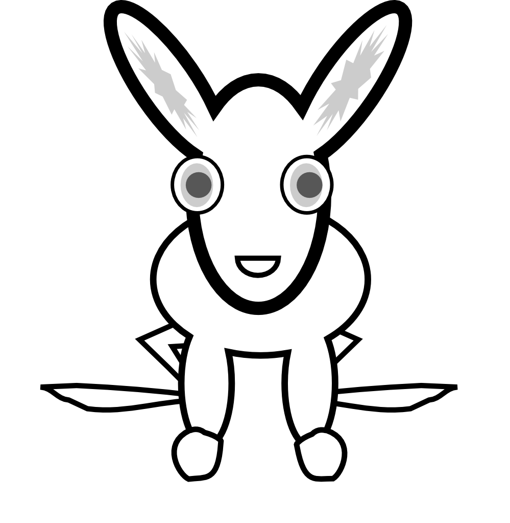 Clip Art: white rabbit black white line animal ...