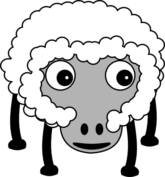 Clip Art: Sheep 2 Black White Line Art Christmas ...