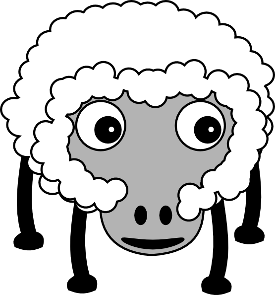 741 views Clip Art: Sheep 2 Black White Line Art Christmas ...