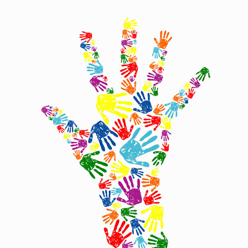 Colorful Hand Print Border Click Image Zoom Pictures