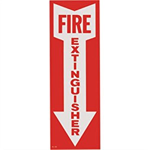 Sign, "Fire Extinguisher" w/ Arrow, Self Adhesive Vinyl, 4"x12 ...