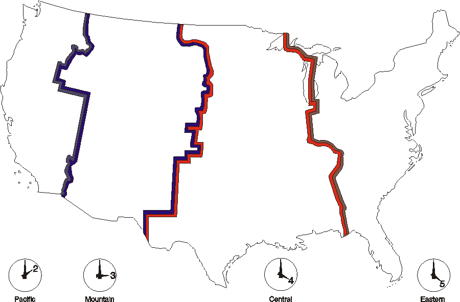 Blank Time Zone Map