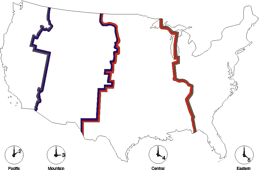 Printable Time Zone Map Usa