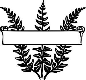 Scroll Ribbon Title Over Ferns clip art - vector clip art online ...