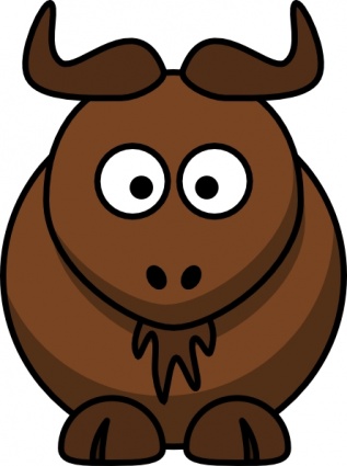 Gnu Cartoon Cow Bull Logo Buffalo Horns Animal Ox Motto vector ...
