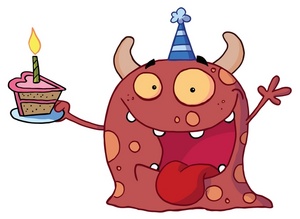 Free Party Clip Art Image - Cartoon Monster Having a Piece of Cake ...