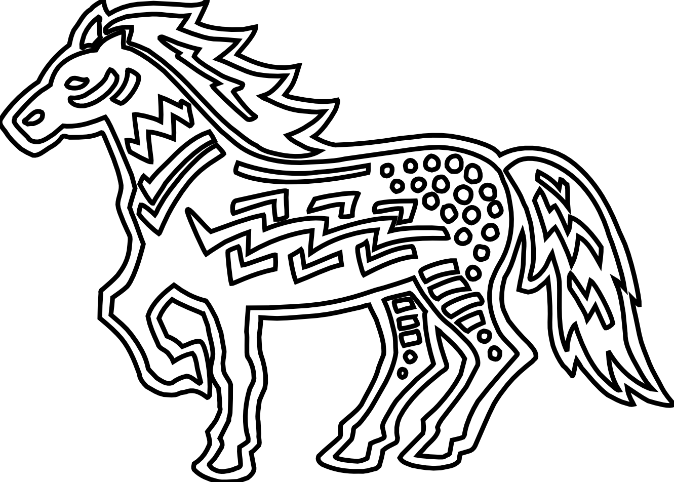 Clip Art: Figurative Horse Black White Line Art ...