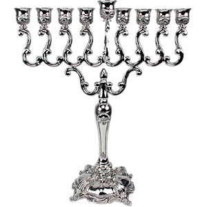 Large Elegant Silver Plated Hanukah Menorah - Judaica Mall