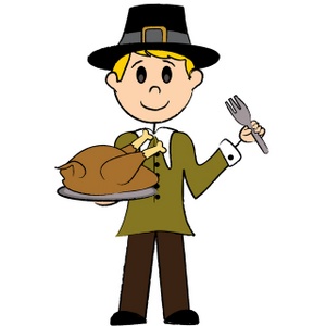 Turkey Clipart Image - Boy pilgrim with a turkey dinner on ...