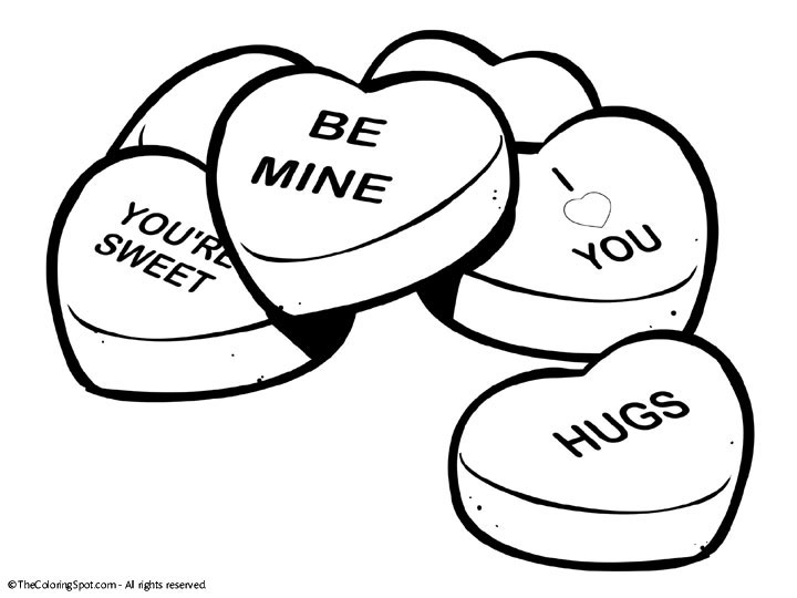 Candy hearts clipart black and white