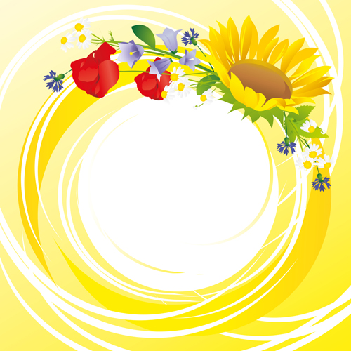 Flower with yellow round background vector graphics - Vector ...