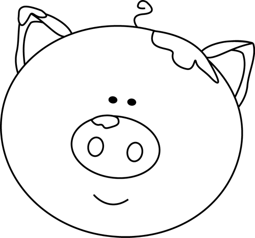 Pig head clipart black and white