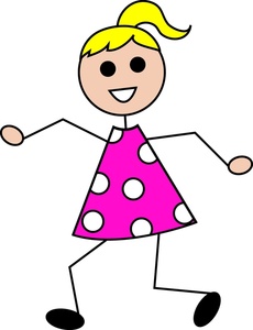 Girl Cartoon Clipart Image - Happy Stick Figure Girl