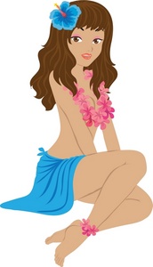 Lei Clipart Image - Beautiful Hawaiian Girl with Lei and Hibiscus ...