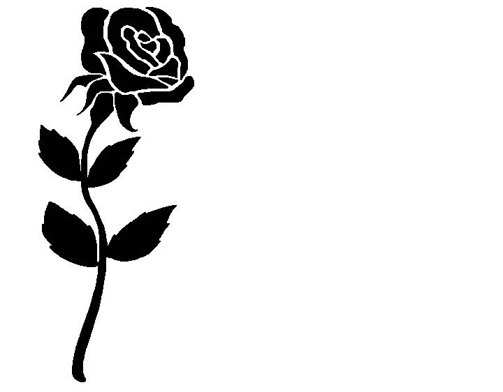 Single rose black and white clip art