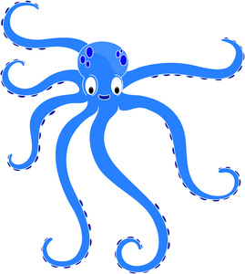 Octopus Clipart Image - Cute Octopus with Long Tentacles