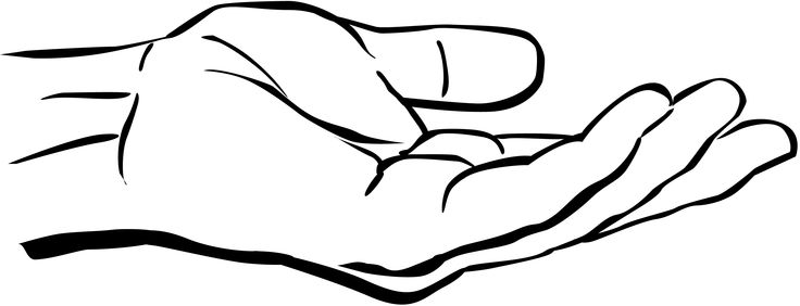 Open hand clipart black and white