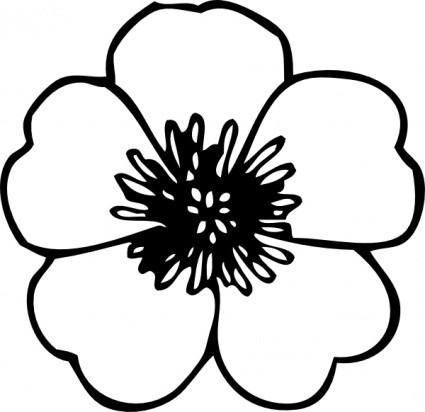Simple Black And White Flower Clipart