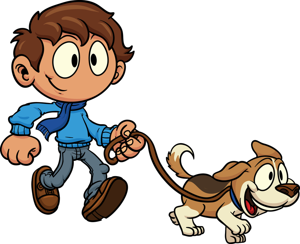 Dog walking clipart