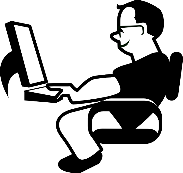 Person using the computer clipart