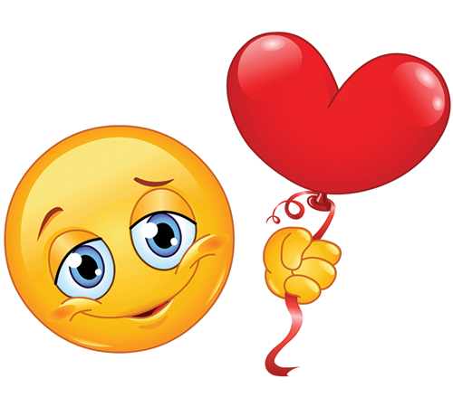 Smiley with a Heart Balloon - Facebook Symbols and Chat Emoticons