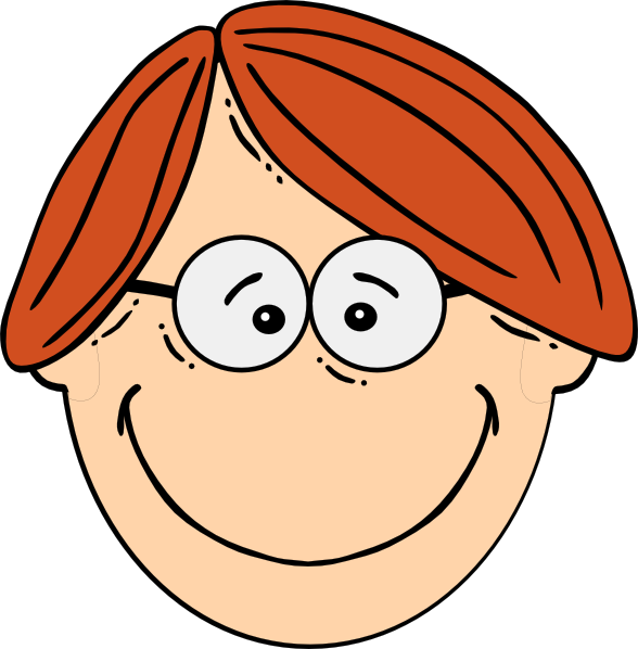 Smiling Red Head Boy With Glasses Clip Art - vector ...