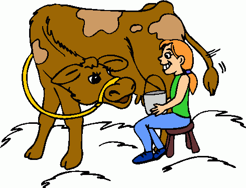 Cow giving milk clipart