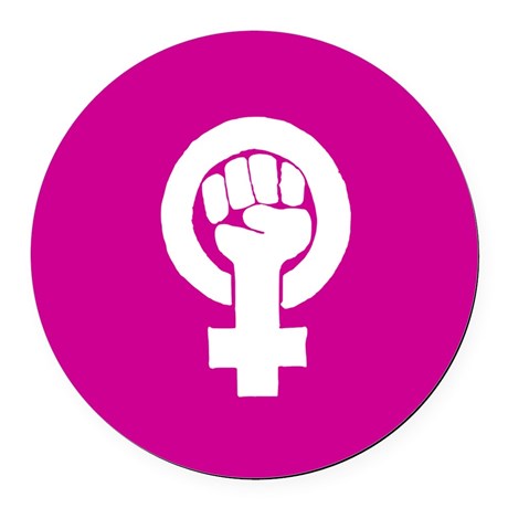 Pink feminist symbol Round Car Magnet by PurplePlanet