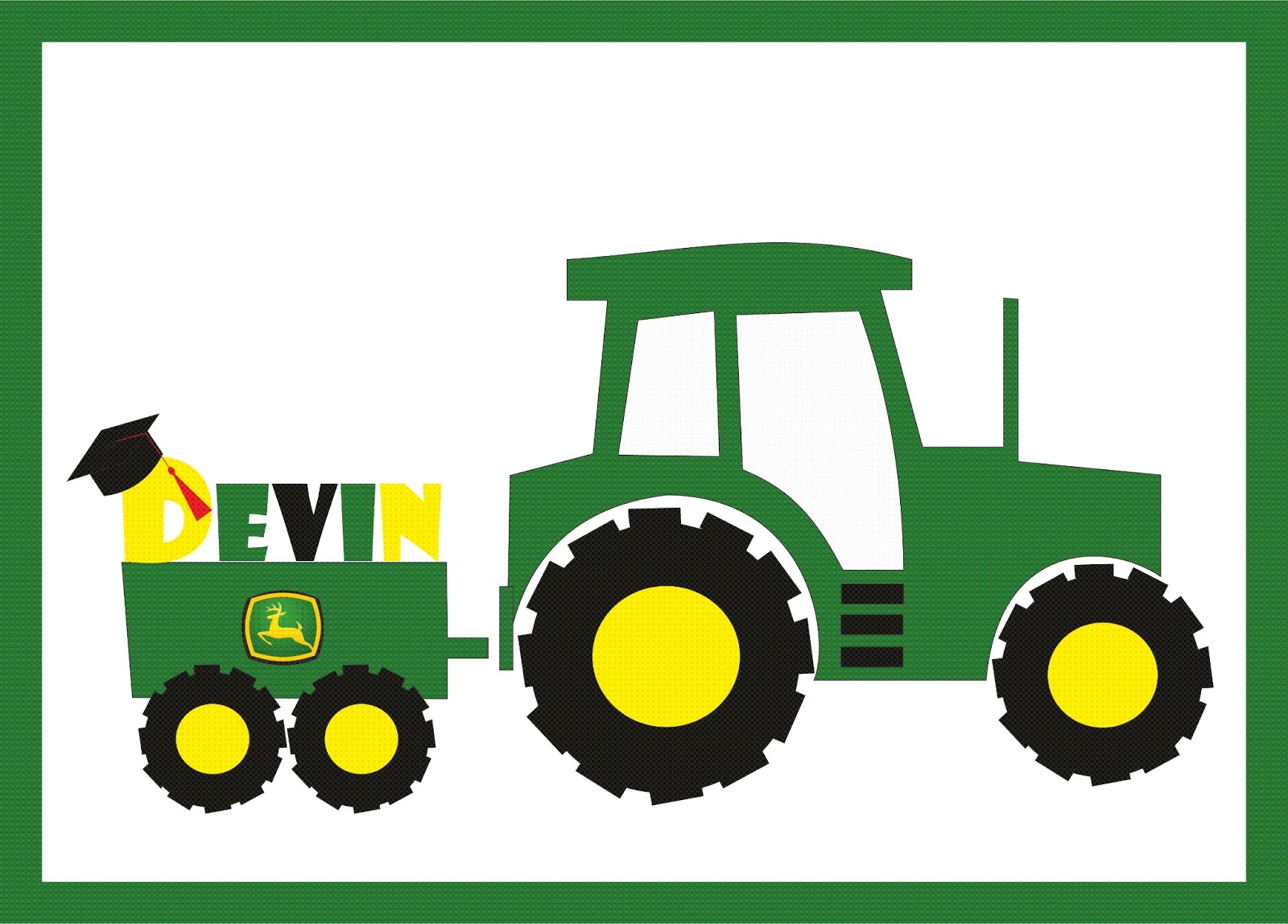 Simple tractor trailer clipart green
