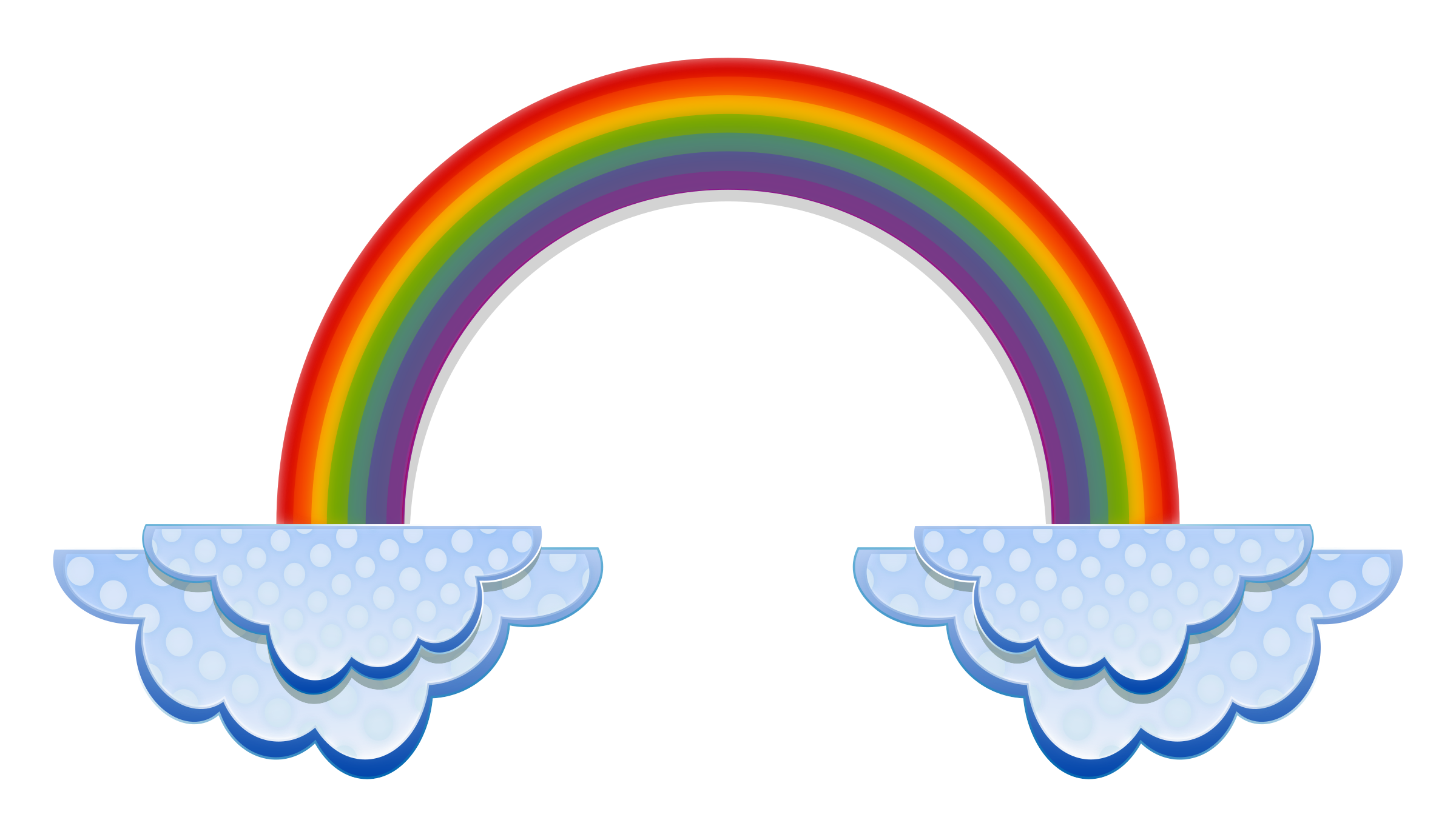 Clipart - Rainbow and Clouds in B&W