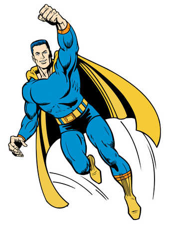 Stock Illustration - Male superhero flying