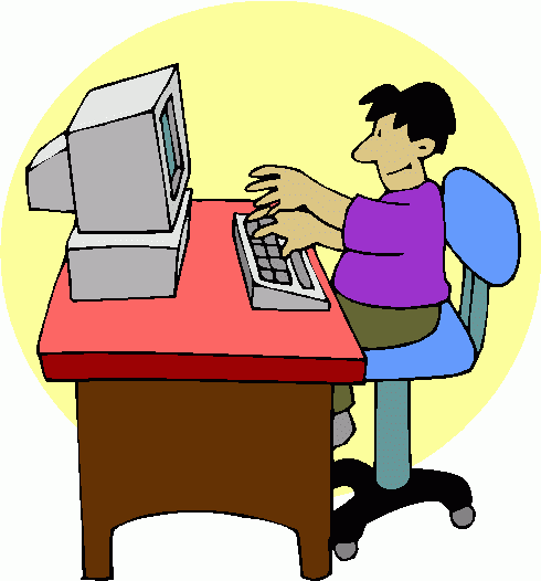 Kid playing computer clipart
