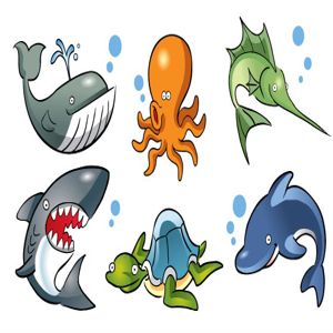 Cute Cartoon Sea Creatures | Vector & Clipart Free Download