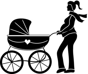 New Mother Clipart Image - Silhouette of a Pregnant Woman Pushing ...